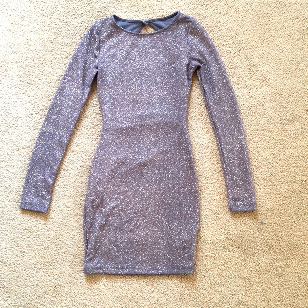 Gray/silver glitter cocktail dress